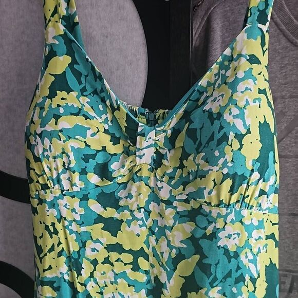 R&K Originals, spring, summer dress. Art deco floral Size 16, greens, yellow and - Picture 2 of 6